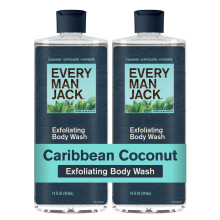 Every Man Jack Exfolierande Herr Duschgel för Alla Hudtyper - Karibisk Kokosnöt - 14 fl oz (2 Pack)
