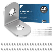 shinfly Angle Brackets 40 Pcs, L Brackets for Wood with 85 Pcs Screws, 20 x 20mm Corner Metal Bracket for Wood for Furniture Shelves Chair Table Wind