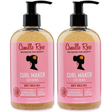 Camille Rose Curl Maker Defining Gel, Soft Hold 2-Pack - För texturerat, lockigt hår, 12 Fl Oz