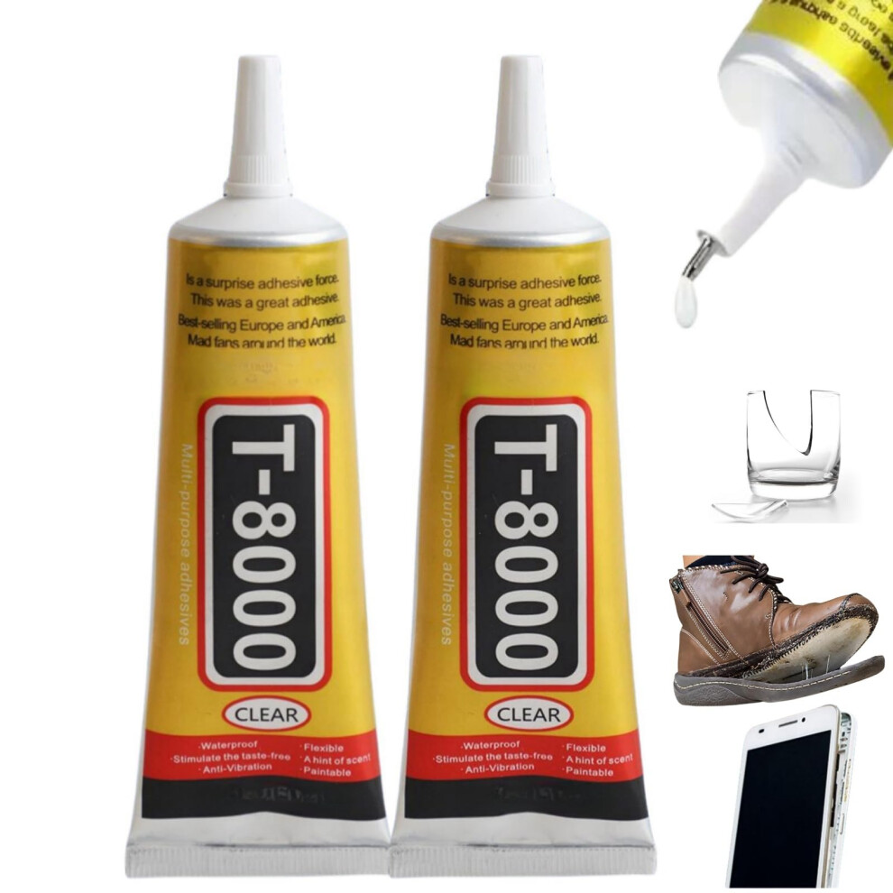 2Pcs T8000 Multi-Function Glue, All Purpose Super Glue For Phone Screen Repair, Electronic & Jewellery Use 5001180421116