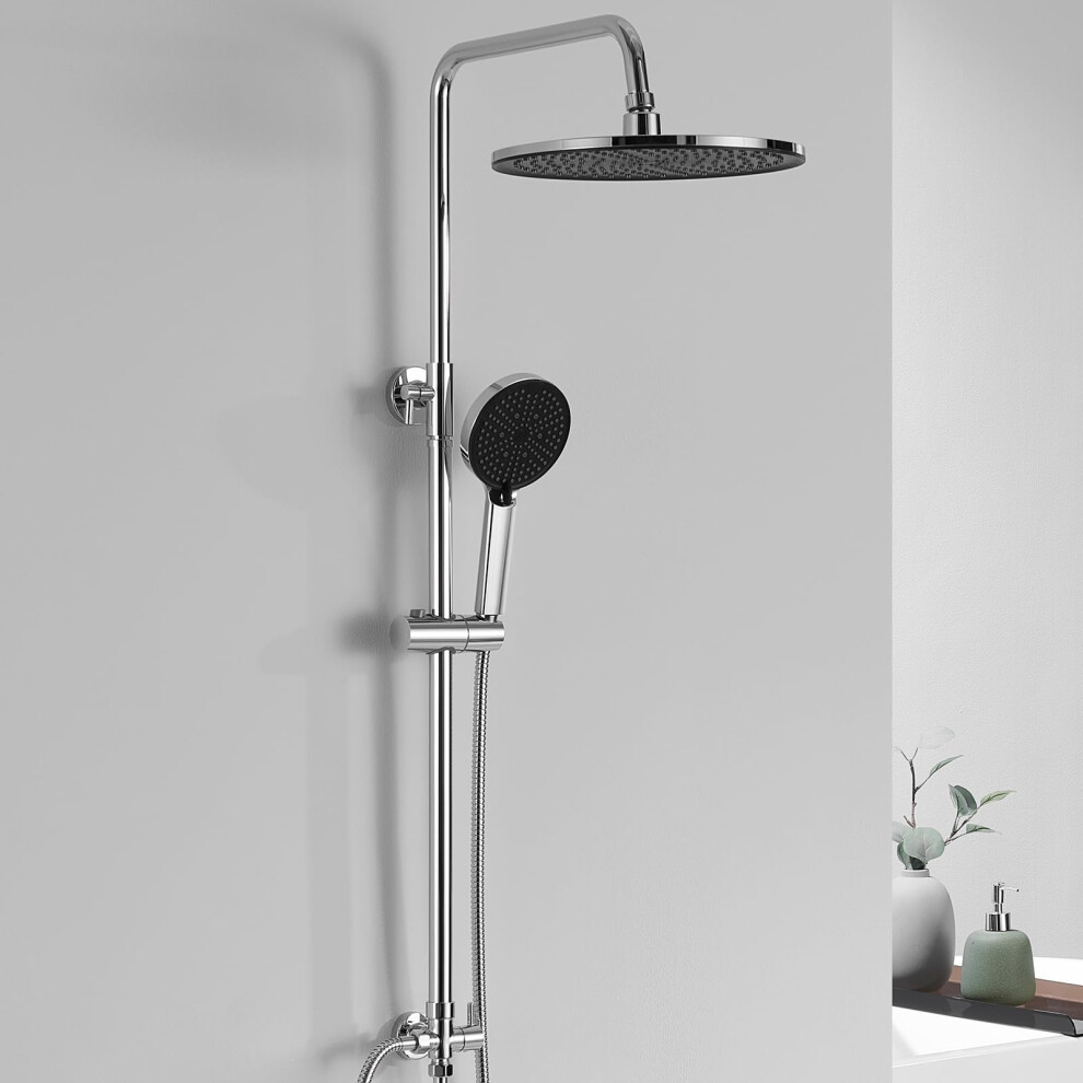 Derw Shower Riser Kit With 10" Round Rainfall Shower Head, 4 Spray Modes Handheld Shower With Rotating Bracket, Shower Set Without Mixer, Anti-Leak H 5005005130672