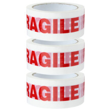 Crimson Starfish Fragile Tape | 3 x Low Noise Fragile Packing Tape | 48mm x 66m Fragile Tape Rolls | Packing Tape Strong Hold for Moving House, Packi