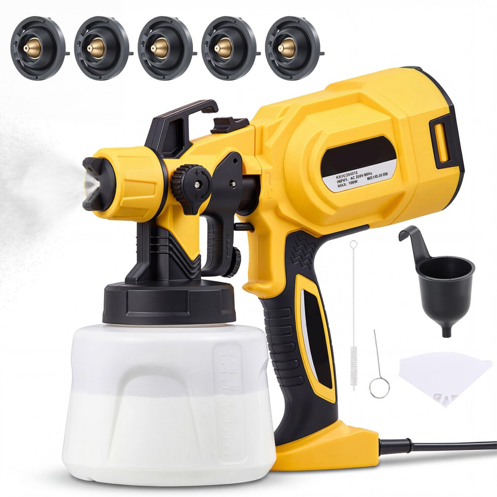 Fence Paint Sprayer For Walls And Ceilings, 700W Paint Spray Gun With 1400Ml Container, Hvlp Electric Paint Sprayers With 5 Nozzles And 3 Patterns Fo 5000895508006