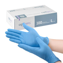 OptiPro Nitrile Gloves Powder-Free EN455 Medical Standard - Pack of 100 Blue Ambidextrous Latex Free Disposable Gloves for Medical Examination
