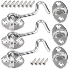 DKBT Gate Hook and Eye Latch - 3 Pack 75mm/3inch Door Stainless Steel Cabin Hooks Solid Barn Swivel Window for Garage Sliding Bedroom Bathroom(Silver