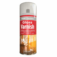 Paint Factory Clear Gloss Varnish Spray Exterior Interior Aerosol Can 250ml All Purpose (1 Pack)