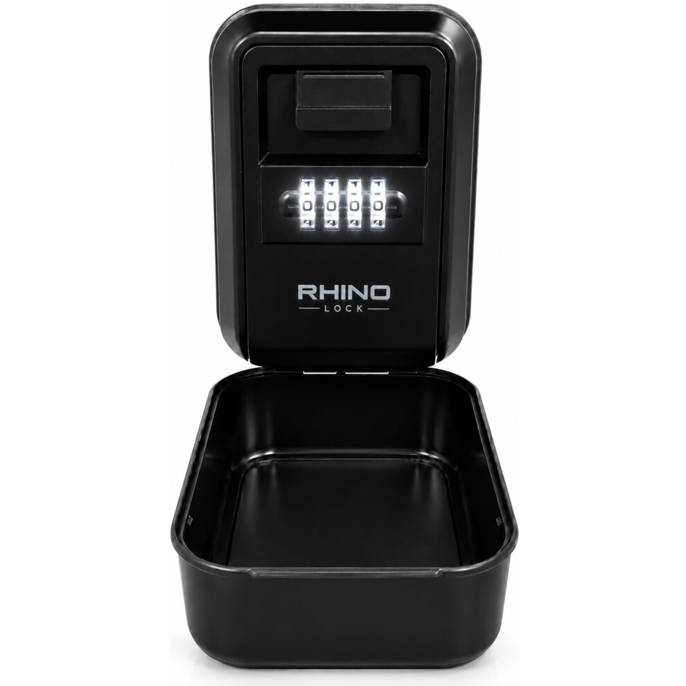 Rhino Lock Illuminated Key Safe Â Backlit 4-Digit Combination, Large Storage Compartment, Weatherproof Wall-Mounted Lock Box 5005250510793