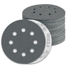 KONGMING 100 PCS 125mm Wet Dry Sanding Discs 8 Hole Grit 2000 Hook and Loop Silicon Carbide Sandpaper for Random Orbital Sander