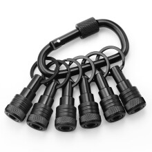 Enhanced Non-Slip Bit Holder Key Chain 6pc, Drill Bit Holder for 1/4 Inch Hex Shank Bits, Bit Holders for Impact Driver Drill Bit Extension (Black)