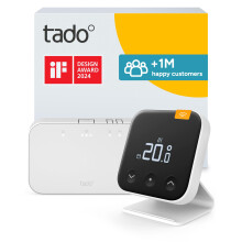 tado Wireless Smart Thermostat X – Starter Kit with Bridge X and Stand, Boiler and Hot Water Control via App & Smart Speaker (Alexa, Siri, Google As