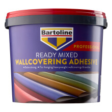 Bartoline Extra Strong Professional Ready Mixed Wallcovering Adhesive 5 kg, Adhesive for Vinyl, Textiles, Hessians and Polystyrene Tiles, Easy to App