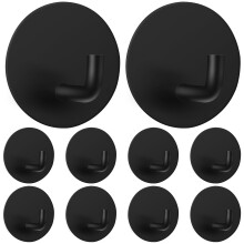 Dntorx 10 Pack Self Adhesive Hooks, Black Adhesive Towel Hooks for Bathrooms Heavy Duty Stick on Wall Door Hooks Hangers Coat Hooks for Kitchen Home
