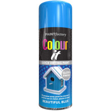 Paint Factory Colour It Quick Drying Spray Paint 400ml Beautiful Blue Gloss Finish