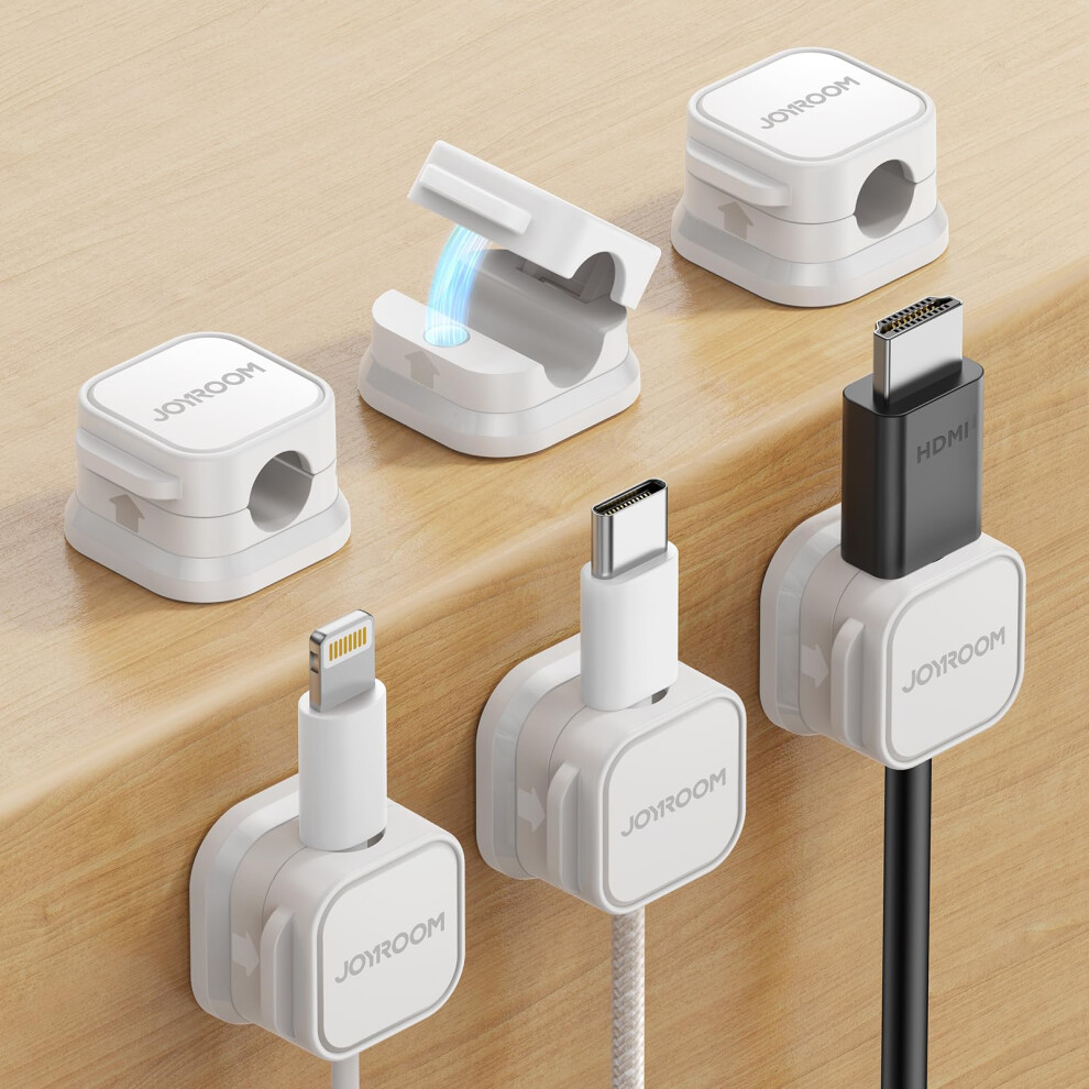 Joyroom 6 Pack Cable Tidy Clips Adjustable Cord Organiser Magnetic Management Self Adhesive Wire Holder For Desk, Nightstand, Charging Cables, Hdmi, 5005359240614