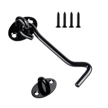 1PCS Stainless Steel Cabin Hook and Hook and Eye Latch, 4 Inch shed Door Latch Heavy Duty, gate Latch for Wooden Gates?Window Brace Gate Door Catch S