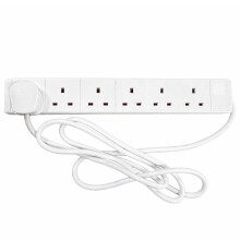 STATUS 6 Socket Extension Lead, 2m Multi-Plug Power Strip for Home, Office or Gaming Set-ups, White (S6W2MS12)