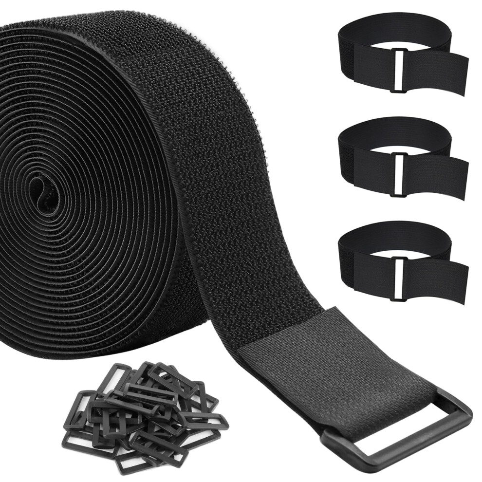 Zsurlux 3.8Cm X 5M Heavy Duty Cinch Straps With 20 Buckles, Cut-To-Length Hook And Loop Strips, Adjustable Long Cable Ties For Home And Office Storag 5005101087351