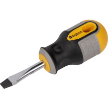 Roughneck Slotted Flared Stubby Screwdriver – Magnetic Tip, S2 Steel Blade & Soft Grip Handle – 6 x 38mm