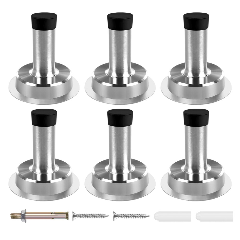 5Cm Door Stop Chrome Door Stoppers For Skirtings Self Adhesive Door Stops Wall Mounted Doorstops Stainless Steel Doorstop With Black Rubber Sound Dam 5004825344511