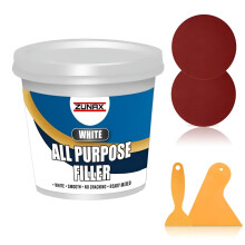 Multipurpose All-Purpose Ready Mixed Filler White 500g Tub with 2 Spreaders and 2 Sandpapers – 5pcs Filler Set – Ideal for Interior Exterior Repai