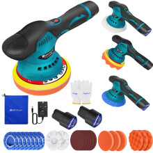 Cordless Buffer Polisher Car Polisher Buffer Machine Cordless Polisher with 2PCS 2.0Ah Batteries, 8 Variable Speed, Car Polishing Kit Car Buffers and