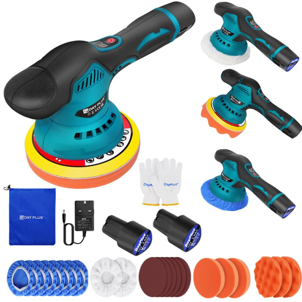 Cordless Buffer Polisher Car Polisher Buffer Machine Cordless Polisher With 2Pcs 2.0Ah Batteries, 8 Variable Speed, Car Polishing Kit Car Buffers And 5002166966539