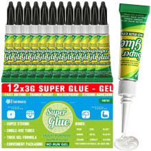 Viomis Super Glue Gel, Clear Glue, 3 Gram (Pack of 12) - All Purpose Glue for Wood Plastic Metal, Instant Superglue All Purpose Multipack Cyanoacryla