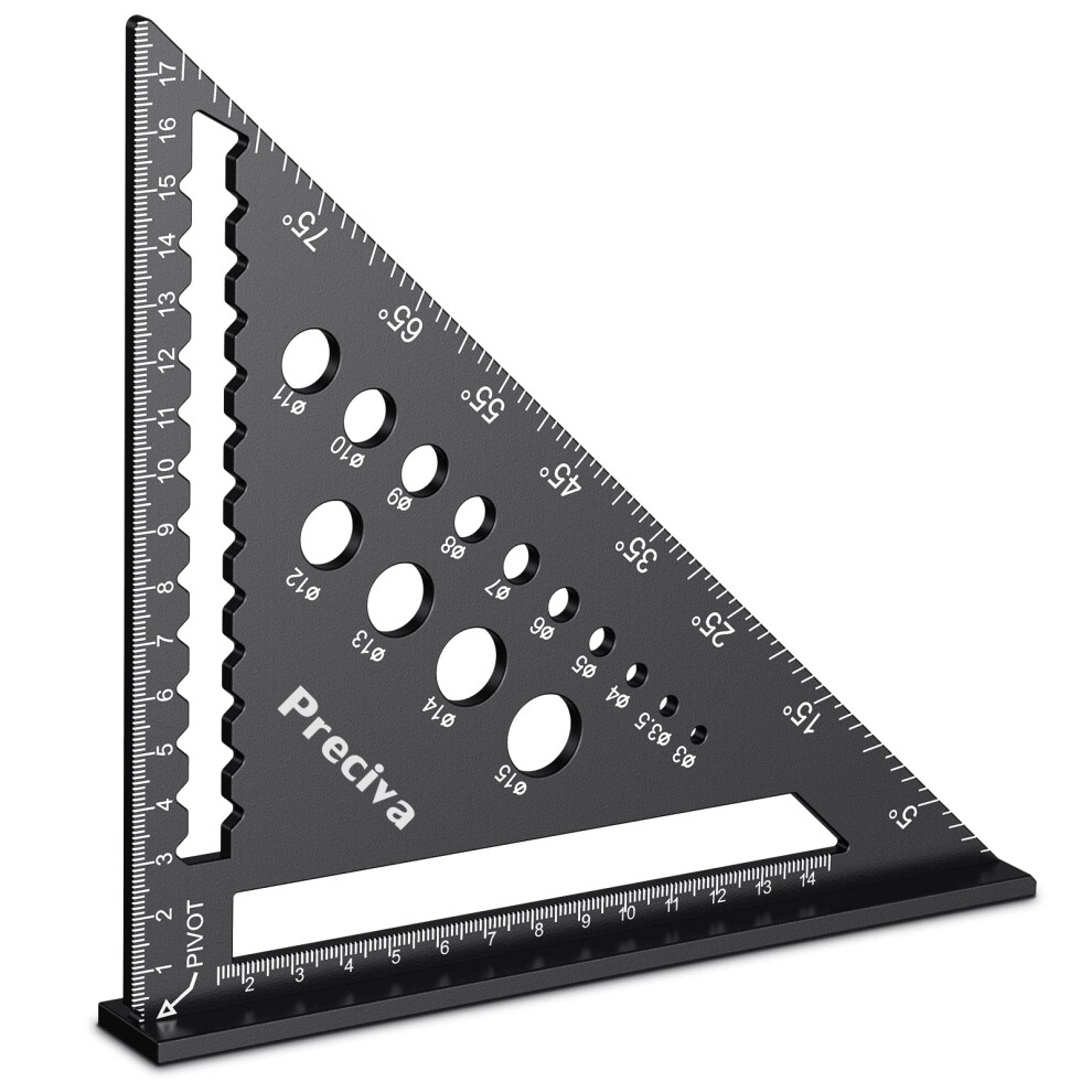 Speed Square With 14 Types Of Drill Holes, 7Inch Metric Triangle Ruler, Aluminum Alloy Carpenters Tools 5006491321841