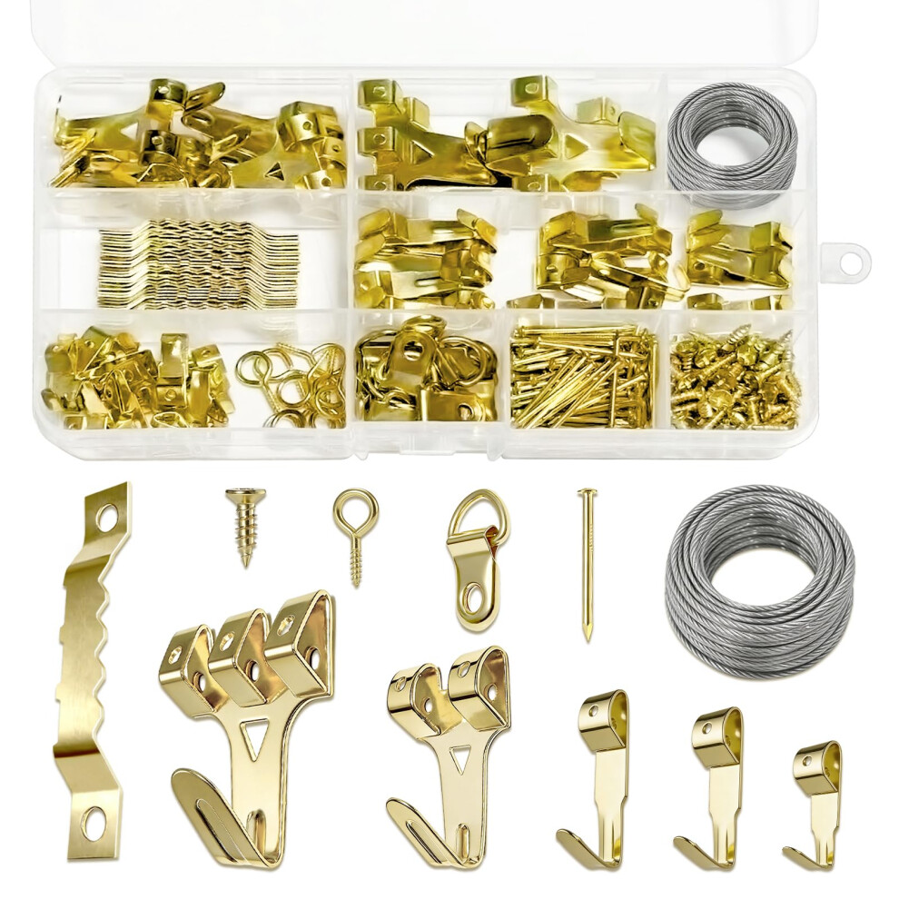 300Pcs Picture Hooks Picture Hanging Kit For Picture Frame Fixing Hard Walls Photo Hooks Assorted Picture Hanger Set With Saw Tooth, D-Ring, Nails, W 5005347173962