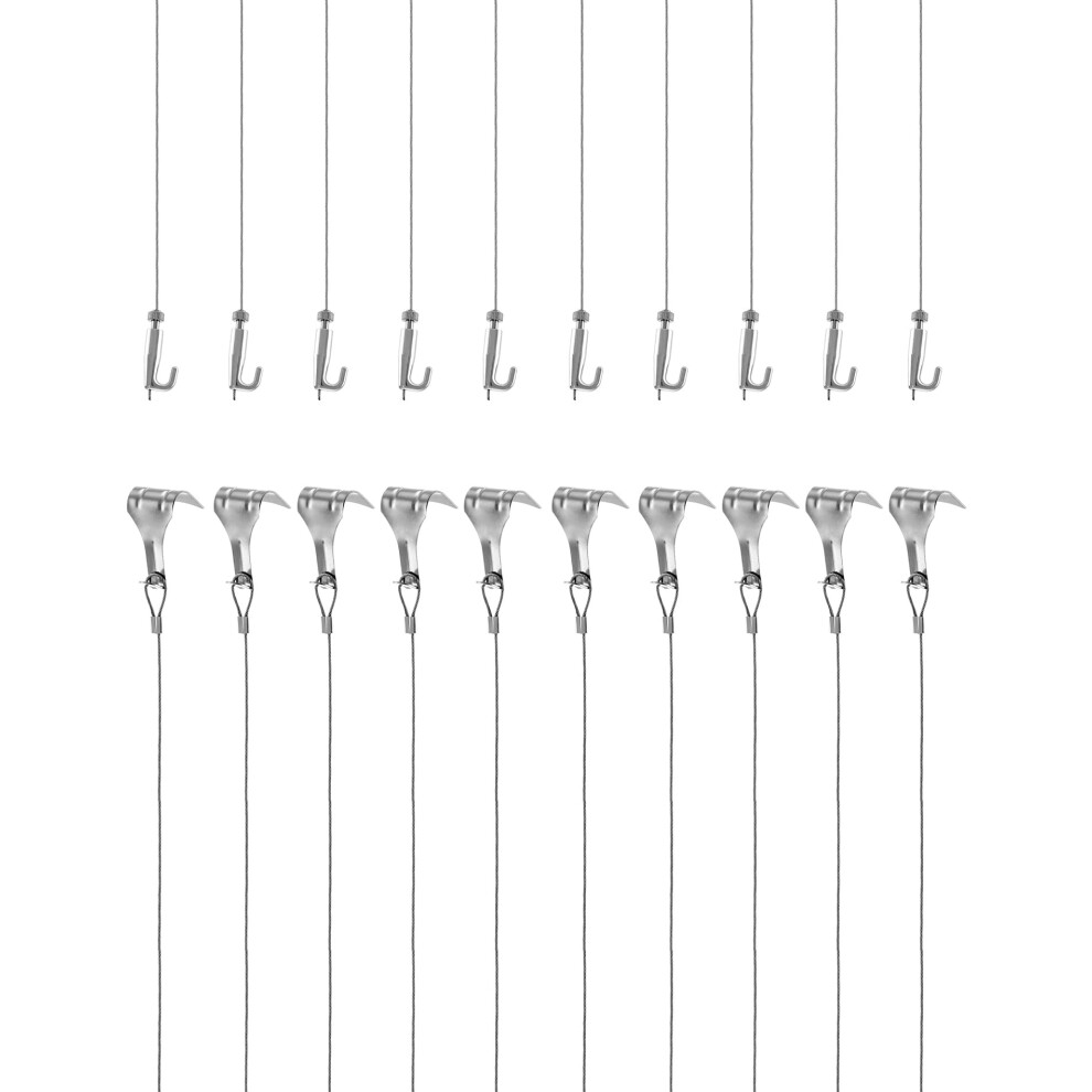 Qwork Picture Hanging Wire Kit, 2M ?1.5Mm Stainless Steel With Wire Adjustable Hook And Rail Moulding Hook Hold Up To 40 Kg (10 Pcs) 5008008799945