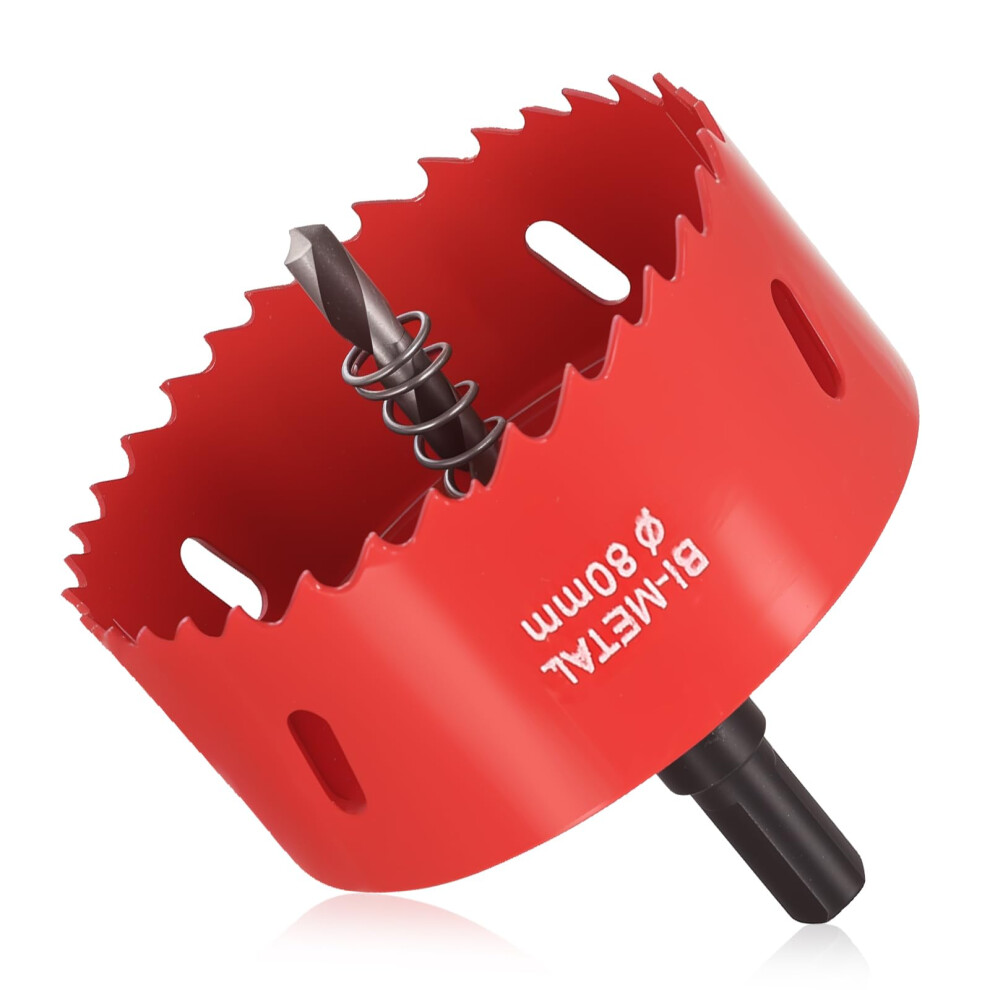 Photos - Saw RunXinDa80mm Bi-Metal Hole  â M42 HSS Heavy Duty Core Drill Bit with Hex Shank & Pilot Drill for Wood, Plastic, Drywall