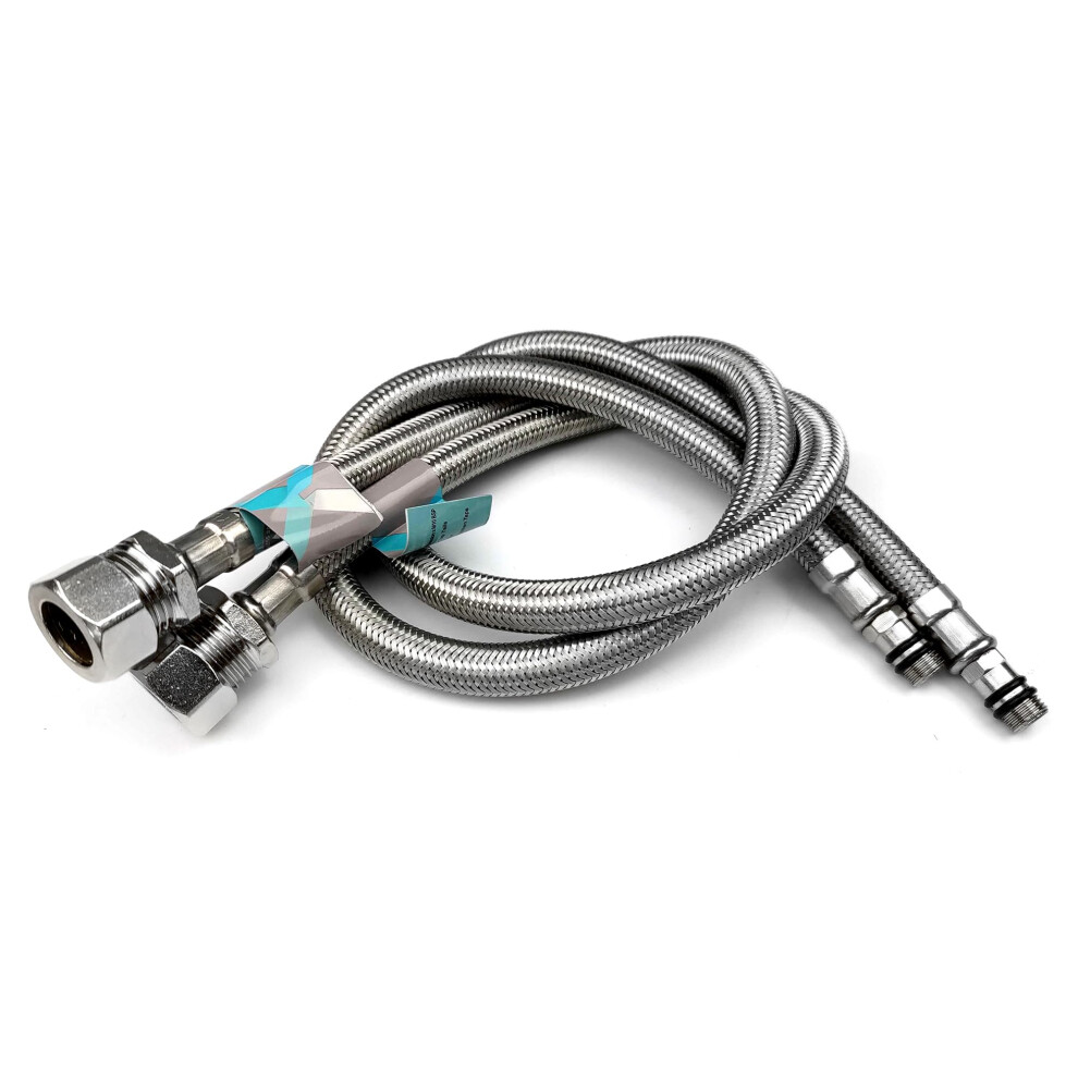 Photos - Tap Hidden Part Xcel Home Pair of M10 x 15mm Compression Flexible Tap Connector 500mm Length | Stainless Steel Braided Monobloc Mixer Tails