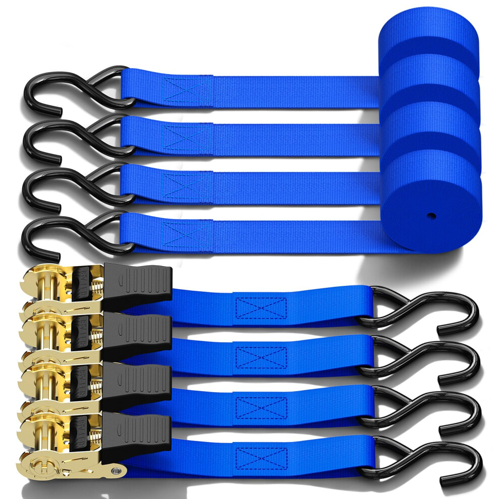 Ratchet Straps With Hook 4 Pack, Ohuhu 4.6M X 25Mm 680Kg Break Strength Heavy Duty Ratchet Tie Down Straps Lashing Straps With S Hook For Motorcycles 5003182815962