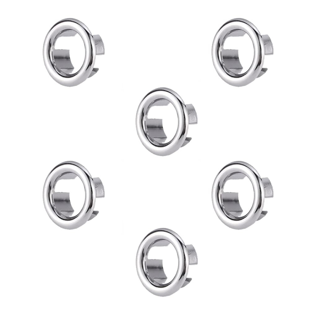 Sink Overflow Ring, 6 Pcs Sink Hole Replacement Overflow Hole, Round Basin Overflow Trim, Sink Hole Cap, Drain Cap Cover Insert In Hole, For Bathtub, 5005121537645