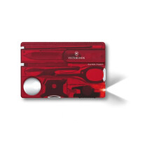 Victorinox Swiss Card Lite, Swiss Made Pocket Tool, 13 Functions, LED, Magnifier, Red Transparent