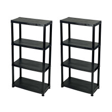 Addis 4 Tier Plastic Storage Shelving Units Twin Pack – Durable Freestanding Organiser for Garage, Shed, Utility Room, or Home – Space-Saving Easy