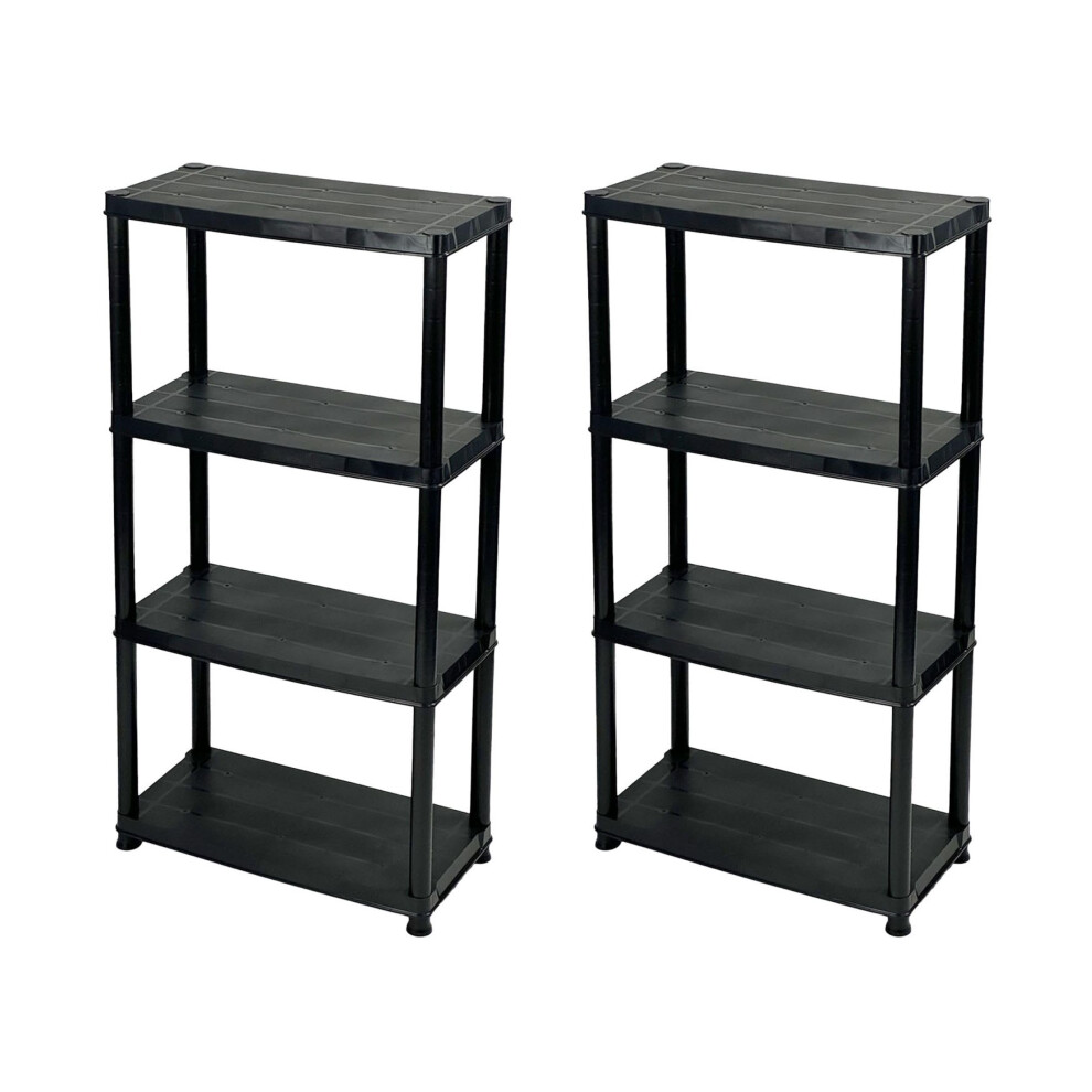 Addis 4 Tier Plastic Storage Shelving Units Twin Pack Â Durable Freestanding Organiser For Garage, Shed, Utility Room, Or Home Â Space-Saving Easy 5000257835283