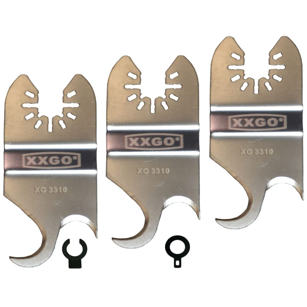Xxgo 3 Pcs Oscillating Multi Tool Hook Knife Blades For Cutting Asphalt Shingles Cardboard Carpet Vinyl Flooring Roof Shingles Roofing Felt Xg3310u 5008226612125