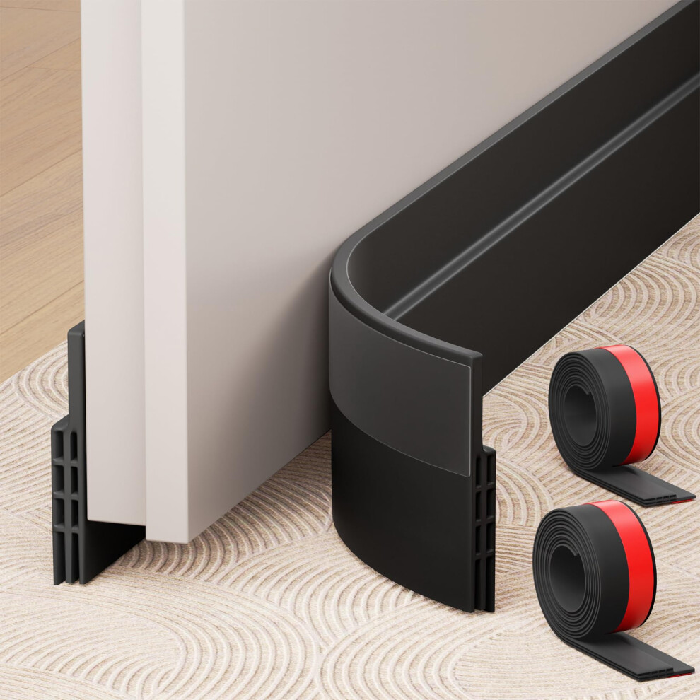 Door Draught Excluder 2 Packs,Door Bottom Seal,Under Door Draft Stopper Seals Anti-Collision Strong Adhesive Weather Stripping Tape Soundproof Draugh 5008384884501