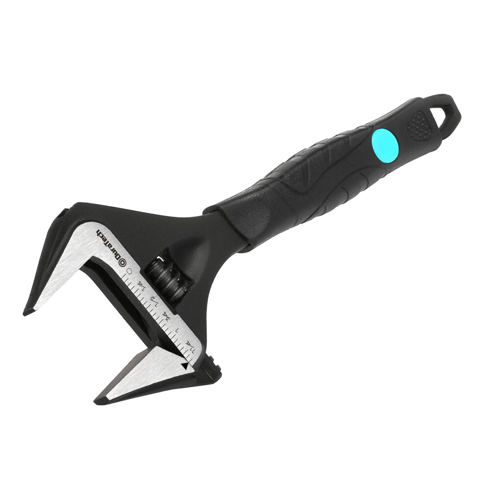 Duratech 8-Inch (200 Mm) Adjustable Wrench, Wide Jaw Large Opening Black Oxide Finish Plumbing Basin Wrench, Hand Repair Tool, Cr-V Steel, Sae And Me 5002168649300