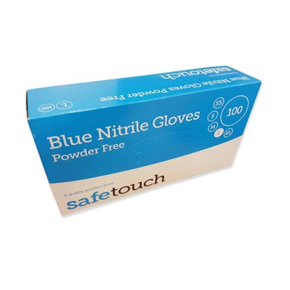 Safetouch 50000092 Nitrile Powder Free Disposable Gloves, Blue, Large Size, Pack Of 100 5000830689159