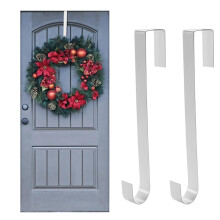 Jsdoin Christmas Wreath Door Hanger, 12.5 Inches Metal Front Door Wreath Hook for Christmas Home Office Wall Wedding Wreaths or Decorations (White, 2