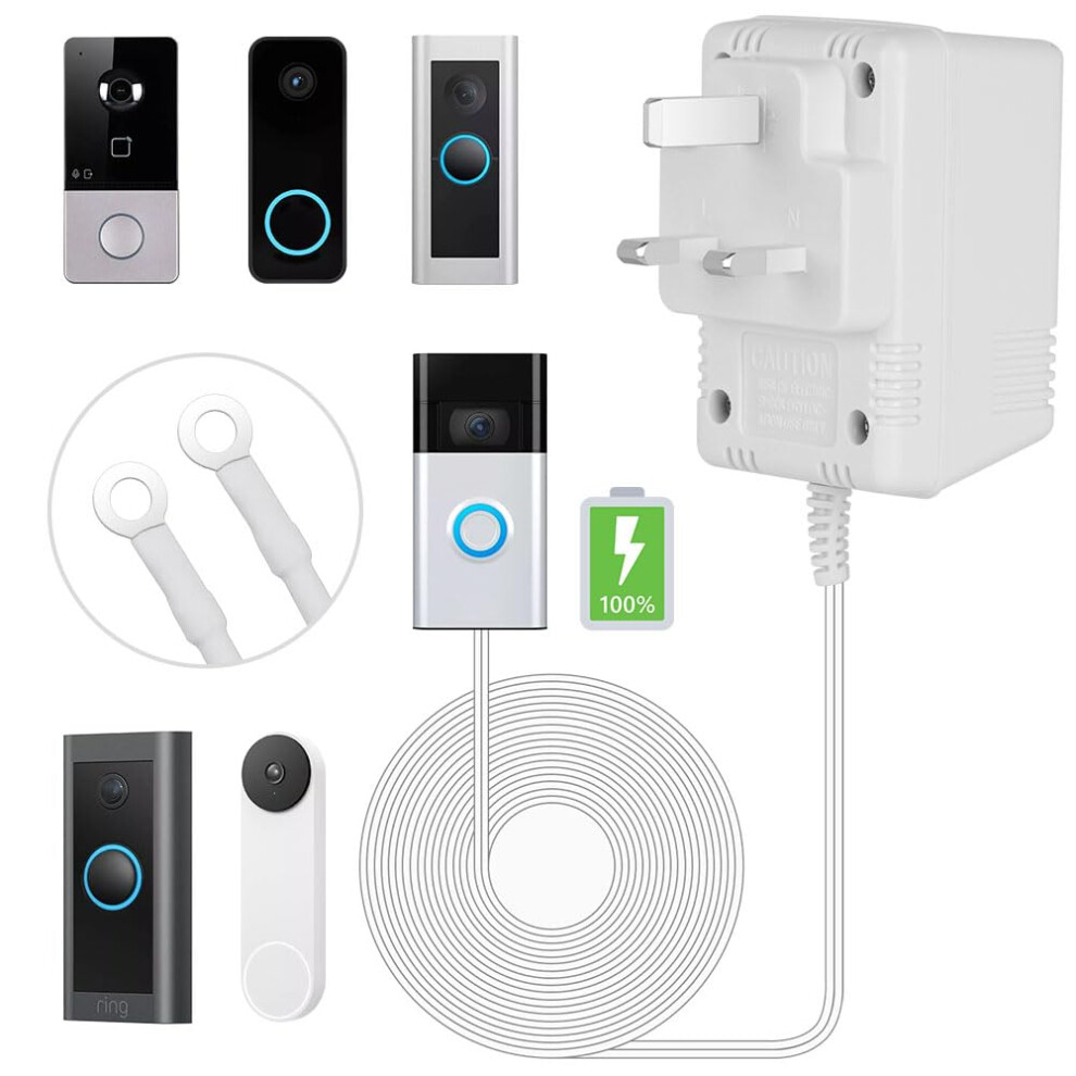 Amfun 24V 500Ma Doorbell Transformer,Visual Doorbell Ac Power Adapter, Compatible For Most Versions Of Ring Doorbell And Thermostat With 8M (315") Lo 5008393607443