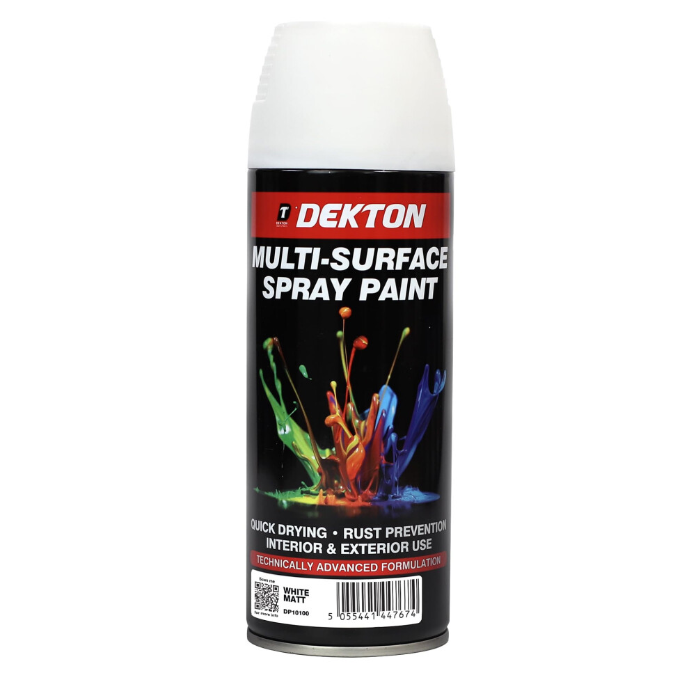 Dekton Quick-Dry Aerosol Spray Paint, Interior And Exterior Usage Â White Matt For Metal, Wood, And Plastic |Rust Prevention|Ideal For Fixtures Furn 5000586551755