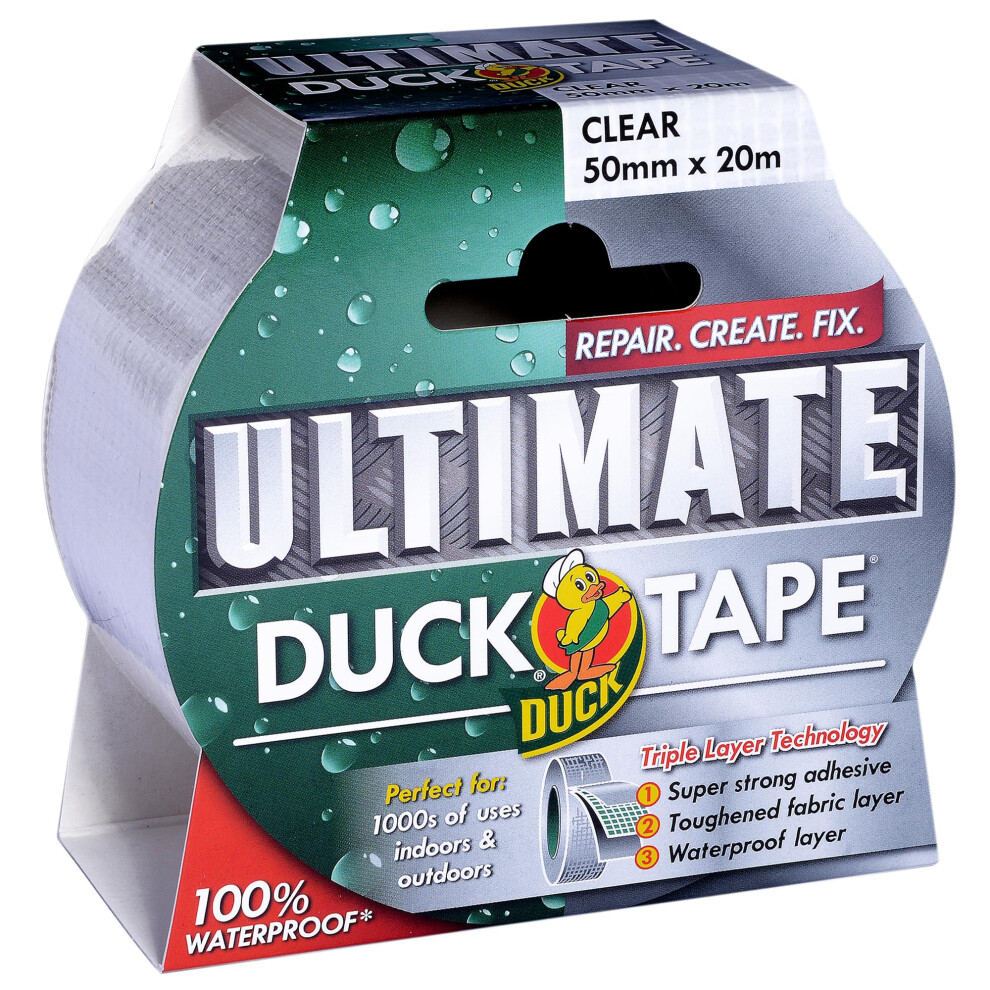 Duck Tape Ultimate Cloth Tape Clear 50Mm X 20M. The Ultimate High Strength Waterproof Gaffer And Duct Adhesive Cloth Repair Tape 5006234752307