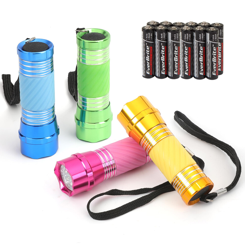 Everbrite 4-Pack Small Led Torches, Batteries Included, Thick-Walled Aluminium Pocket Flashlight Set For Party Favours, Camping, Gifts, And Emergency 5006643074663