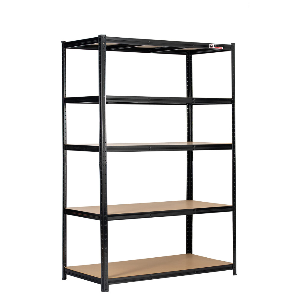 Rhino Racking – 5 Tier Heavy Duty Garage Shelving Unit – 200Kg Load Weight Per Shelf – 1000Kg Per Unit – 180X120x60cm - Black Adjustable Shelv