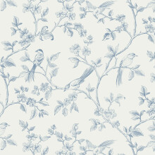 Yomshi Self Adhesive Wallpaper Blue White Contact Paper Peel and Stick Wallpaper Bird Floral Sticky Back Plastic Roll 41x300cm Waterproof Vinyl Film