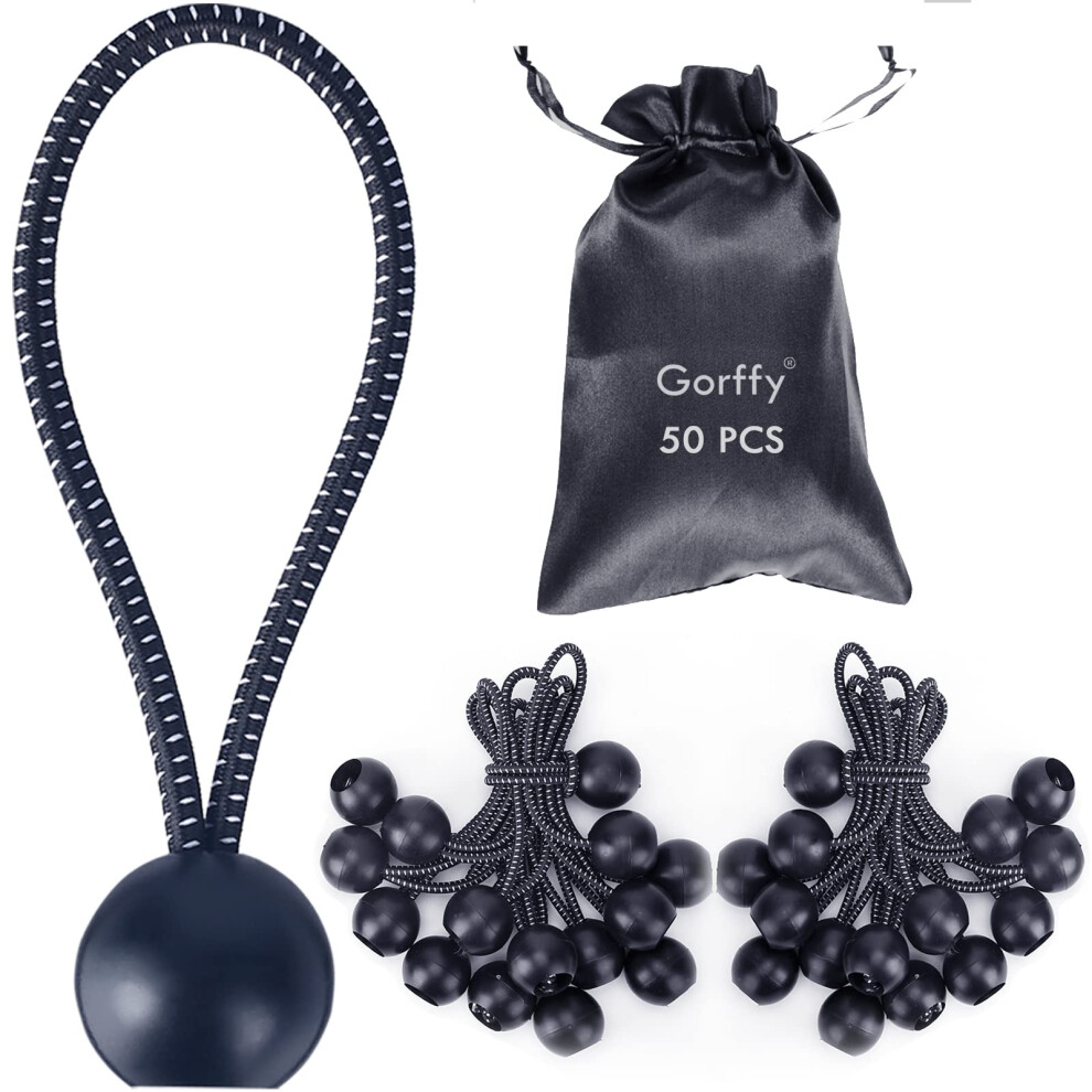 Gorffy Bungee Cord With Balls, 50 Pcs Tarpaulin Bungee Balls 5.7",Bungee Cord Ball Heavy Duty Bungee Strap Ties With Ball,Elastic Ties Bungee Tie For 5004897535091