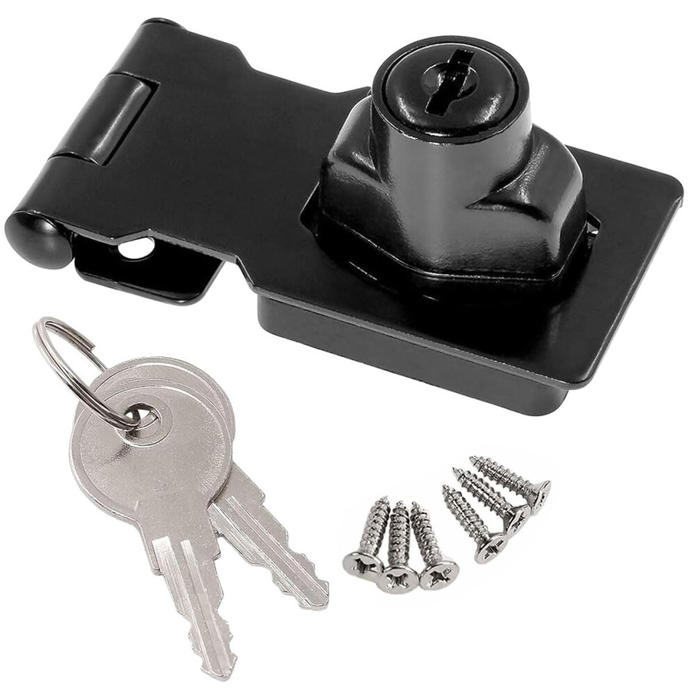 Litensh Key Hasp Lock Right Angle 90 Degrees, Small Door Hasp Lock Hasp Door Bolt Latch Buckle With Key Different Safety Door Clasp Knob Shed Locks W 5002275547032